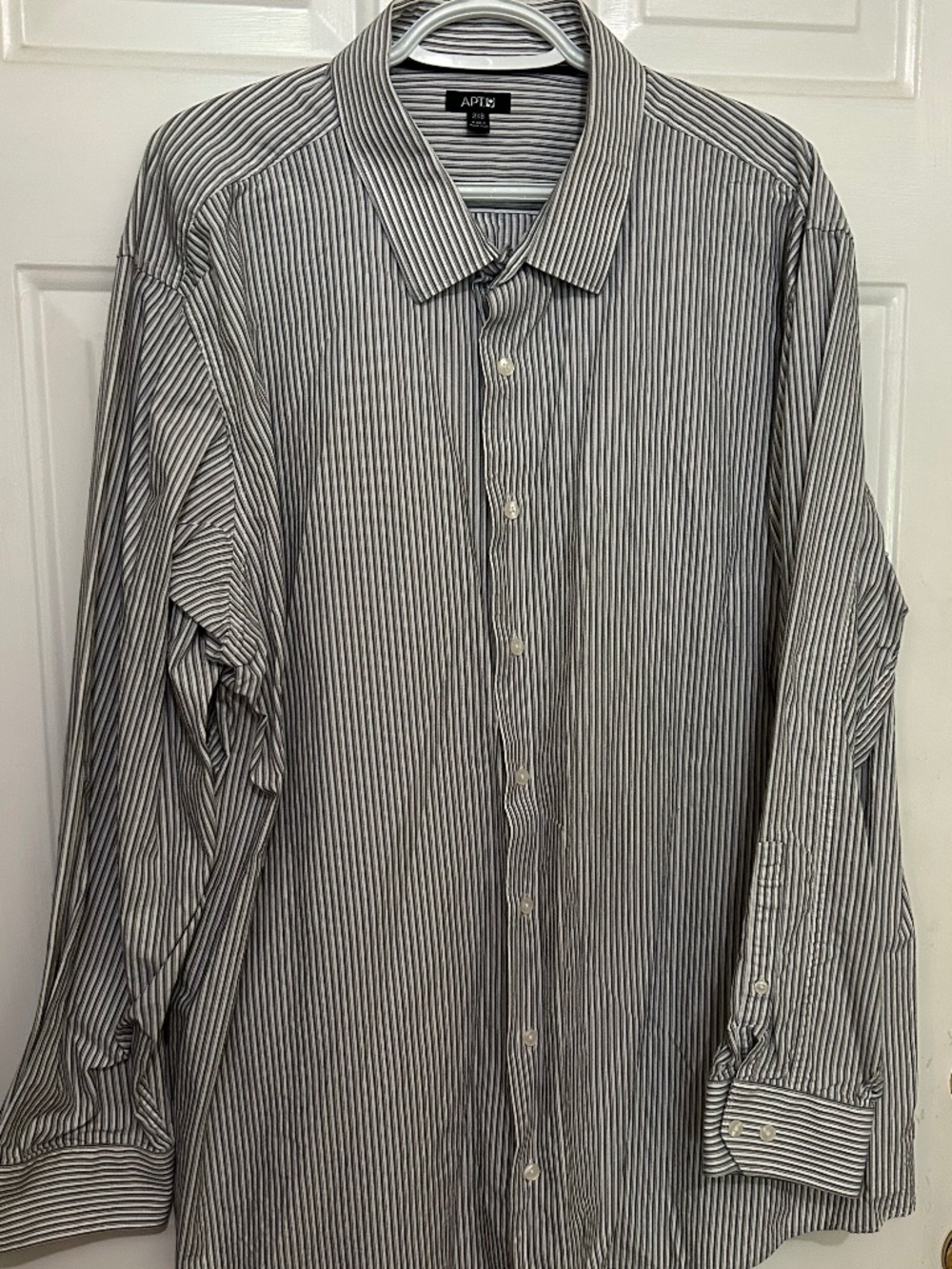 apt 9, Long Sleeve Dress Shirt, 2XB, White/Gray